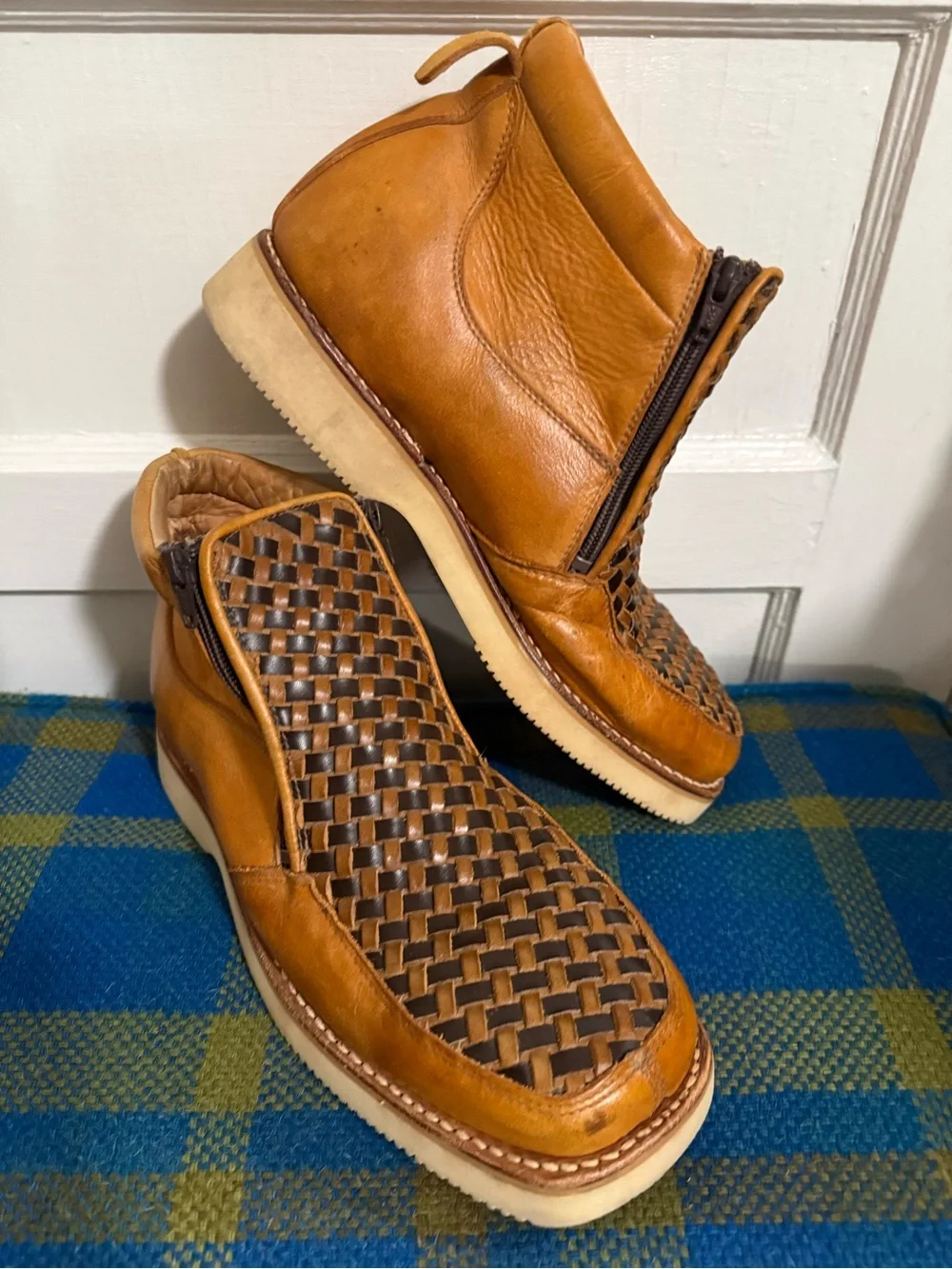 Dalton Men’s Size 11.5 Leather Basket Weave Dual Zipper Men’s Chukka Boots